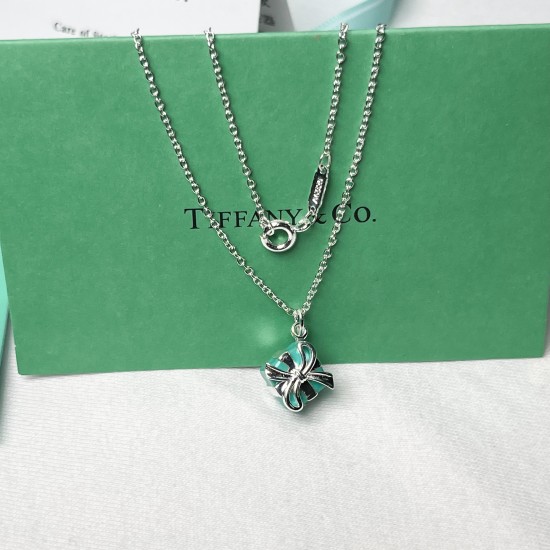 Tiffany & Co.Silver Blue Bowknot Necklace For Women Pendant Jewellery Tiffany & Co.Silver Blue Bowknot Necklace For Women Pendant Jewellery