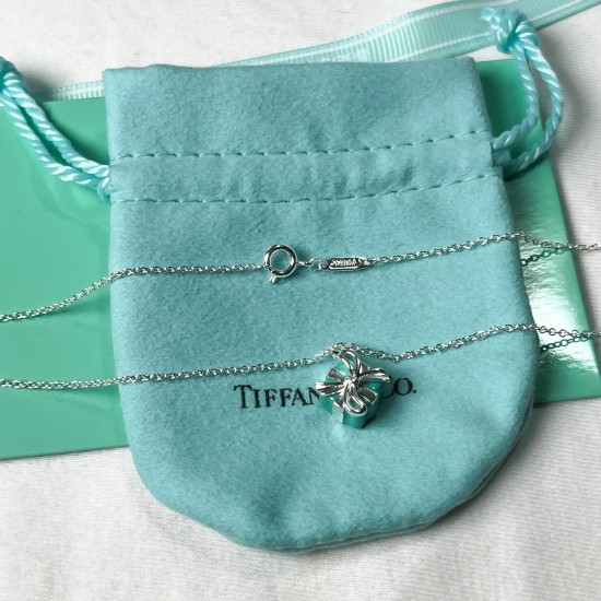 Tiffany & Co.Silver Blue Bowknot Necklace For Women Pendant Jewellery Tiffany & Co.Silver Blue Bowknot Necklace For Women Pendant Jewellery