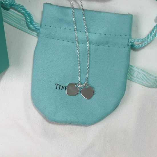 Tiffany & Co.Silverpink Double Heart Necklace For Women Pendant Jewellery Tiffany & Co.Silverpink Double Heart Necklace For Women Pendant Jewellery