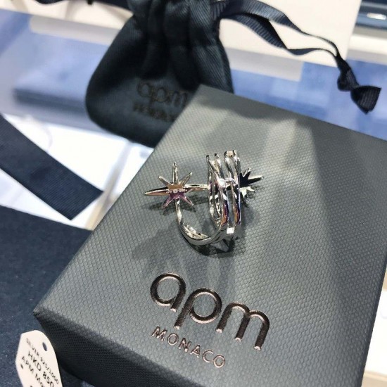 APM Monaco 925 Silver Multi-Ring Double Star Ring Women Jewellery APM Monaco 925 Silver Multi-Ring Double Star Ring Women Jewellery