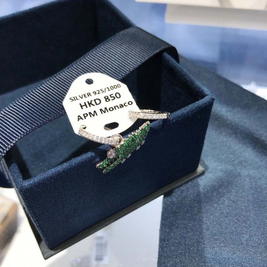 APM Monaco Small Green Alligator Silver Earring Women Jewellery APM Monaco Small Green Alligator Silver Earring Women Jewellery